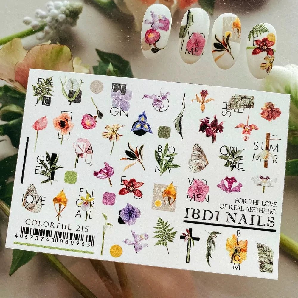 IBDI nail decals/ sliders Colorful №215